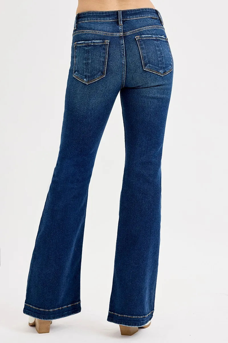 Sarah Express Women’s Plus Size Tummy Control Mid Rise Flare Jeans
