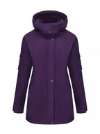 Sarah Express Women's Hooded Mid-Length Windproof Outerwear Plus Size