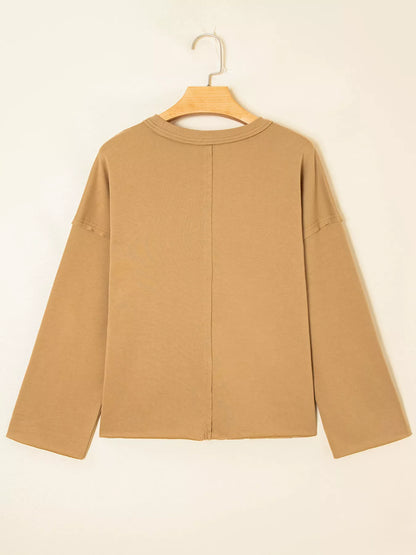 Sarah Express Women's Plaid Floral Heart Stitched Exposed Seam Mineral Wash Sweatshirt