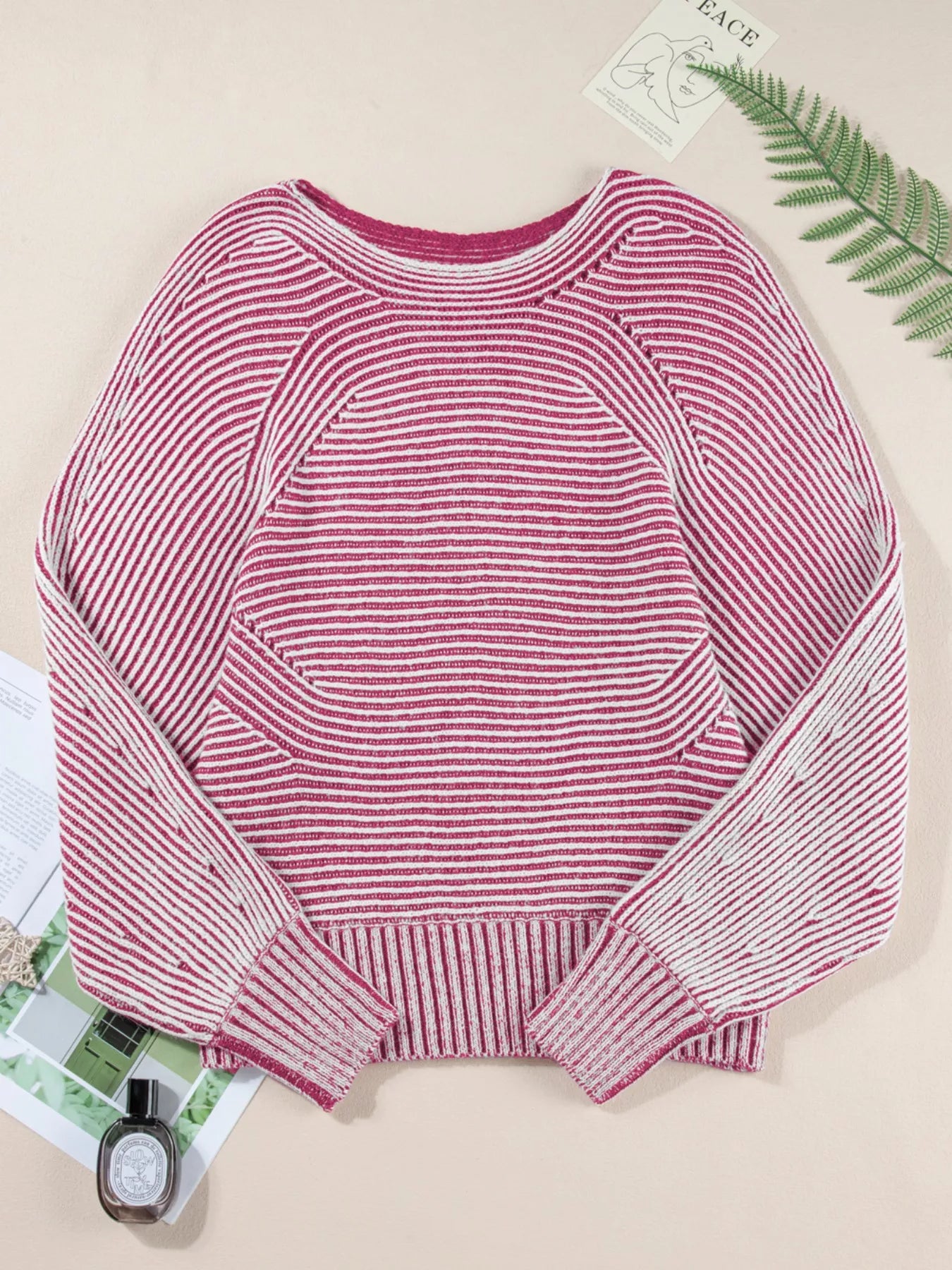 Sarah Express Women's Striped Boat Neck Casual Sweater