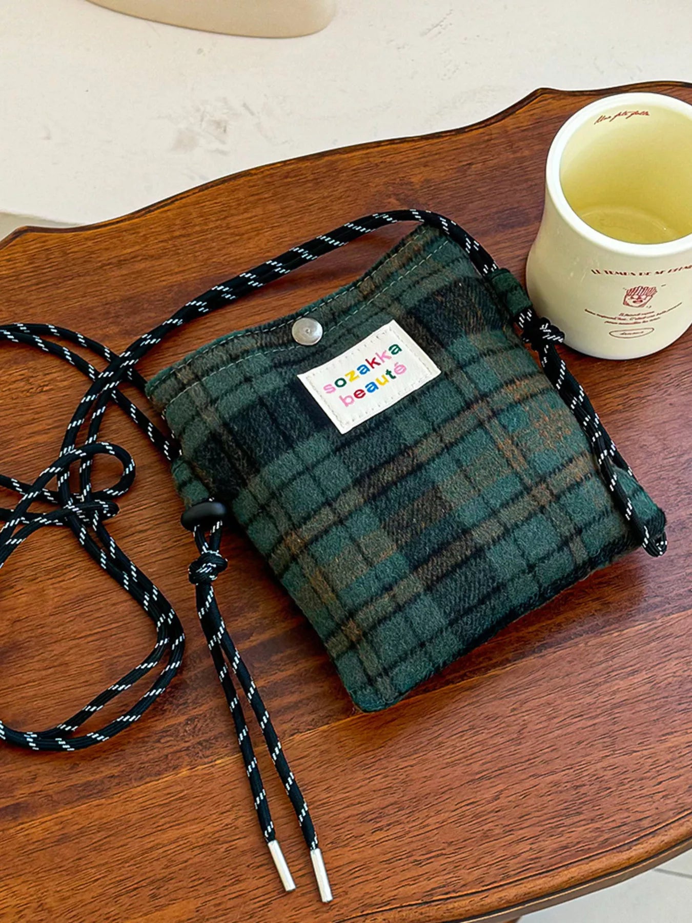 Sarah Express Women's Plaid Pattern Drawstring Crossbody Bag