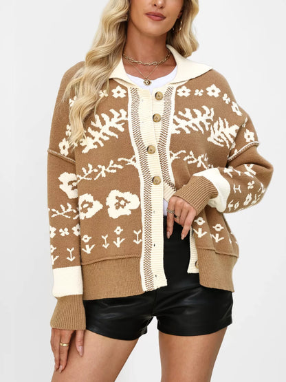 Trendsi Women's Floral Pattern Button-Down Cardigan