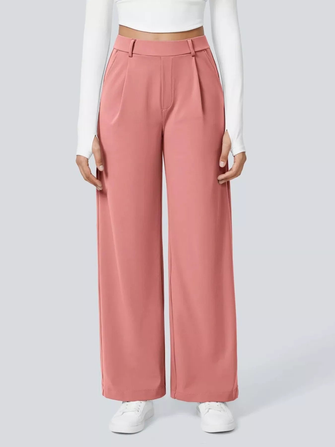 Sarah Express Women's Wide Leg Pants with Pockets Pink