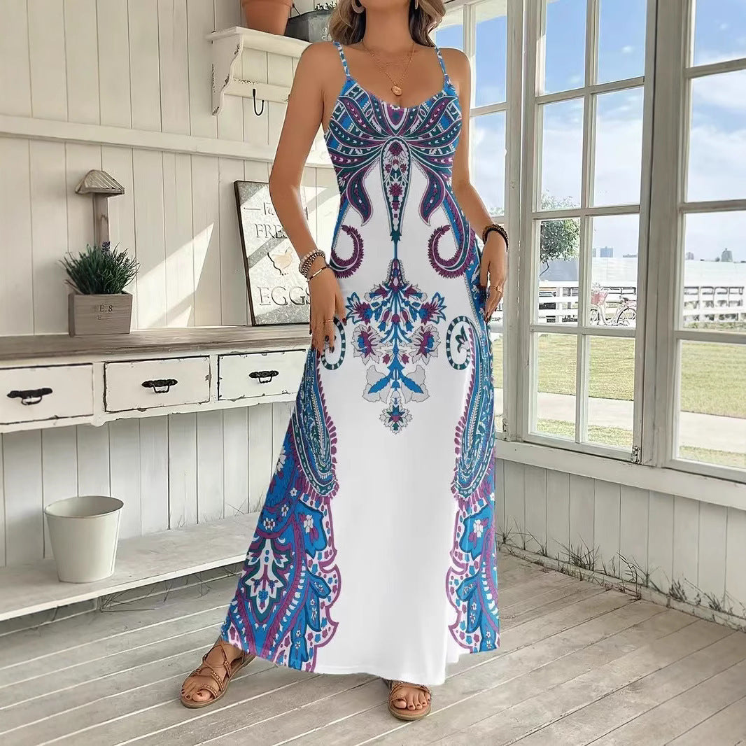 Sarah Express Women's V-Neck Sleeveless Maxi Dress Artistic Print