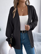 Sarah Express Women's Openwork Open-Front Long Sleeve Cardigan