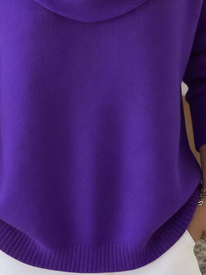 Sarah Express Women's Cowl Neck Solid Color Sweater Plus Size