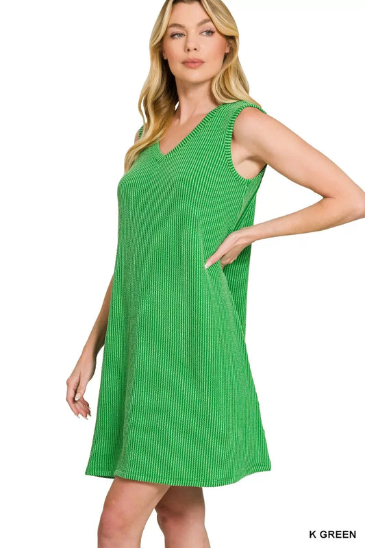 Sarah Express Women's Raised Rib Sleeveless Mini Dress