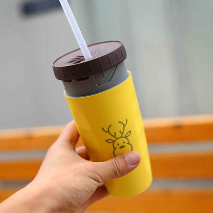 Sarah Express Twist Top Lidless Insulated Tumbler 300ml - Double Wall Leak Proof Travel Cup with Straw