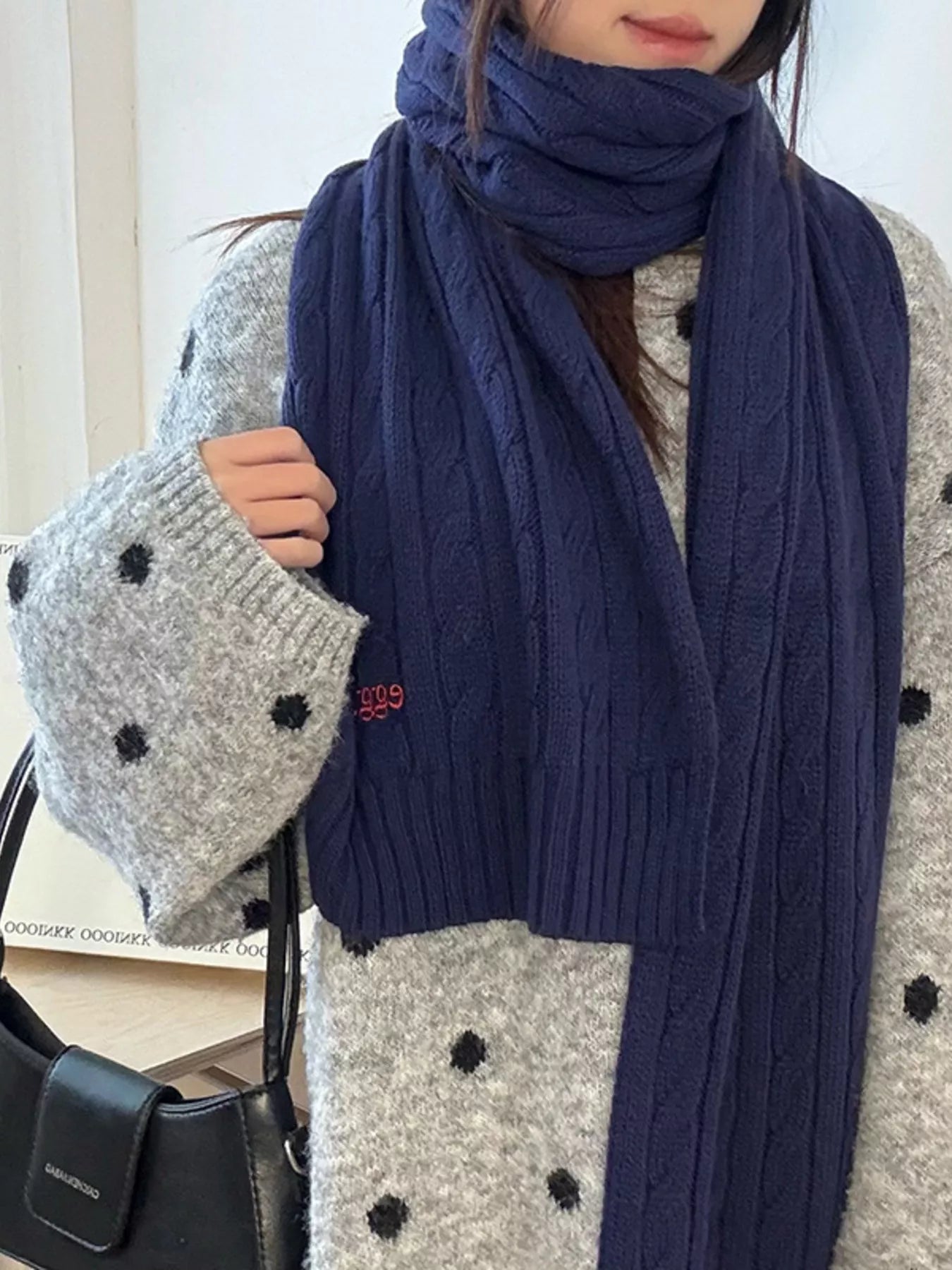 Sarah Express Women's Ribbed Knitted Winter Scarf