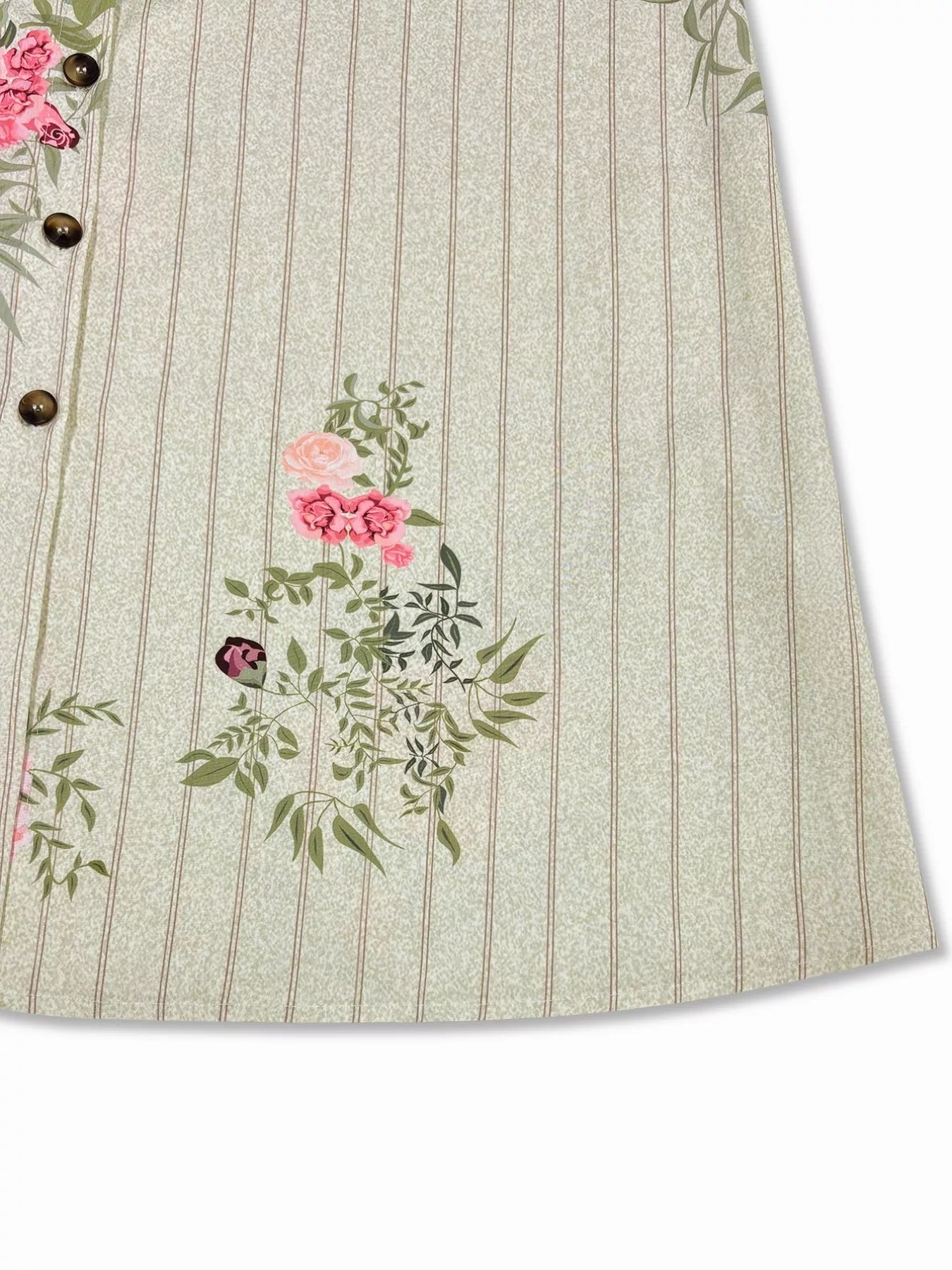 Sarah Express Women's Plus Size Floral Striped Button-Down Midi Shirt Dress