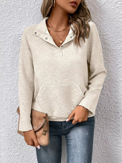 Sarah Express Women's Textured Quarter Snap Sweatshirt