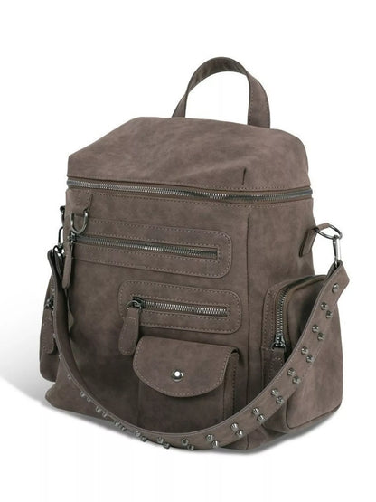 Sarah Express Women's Multi-Pocket Studded Convertible Backpack Bag