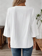 Sarah Express Women's Cotton Batwing Sleeve Blouse Wrap Neck Long Sleeve Casual Top