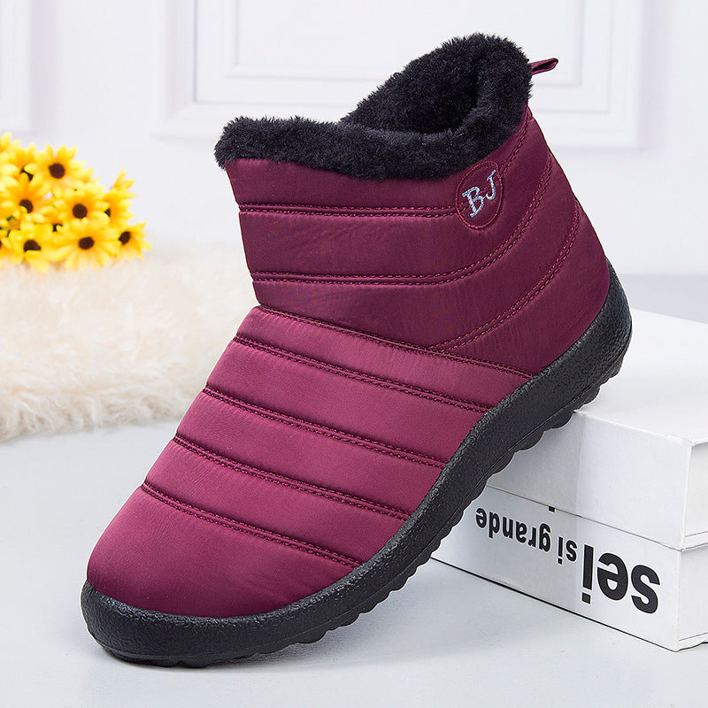 Sarah Express Women's Waterproof Mid-Calf Snow Boots | Wool-Lined Zip Winter Boots Red
