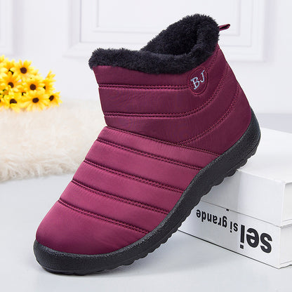 Sarah Express Women's Waterproof Mid-Calf Snow Boots | Wool-Lined Zip Winter Boots Red