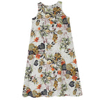 Sarah Express Women's Printed Cotton Linen Maxi Dress - Sleeveless Round Neck Bohemian Plus Size