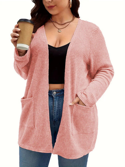 Sarah Express Women's Plus Size Open Front Long Sleeve Knit Cardigan