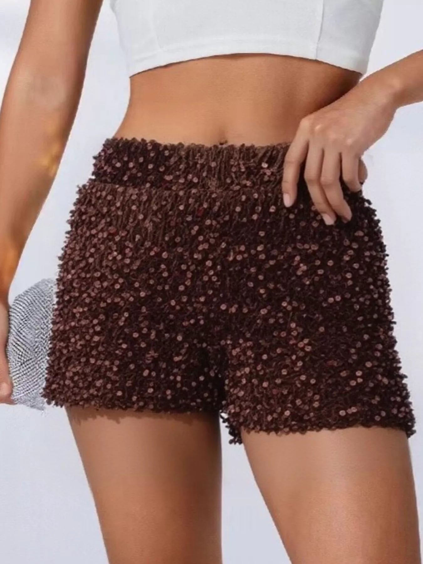 Sarah Express Women's Sequin Embellished High Waist Shorts - Party & Festival Wear