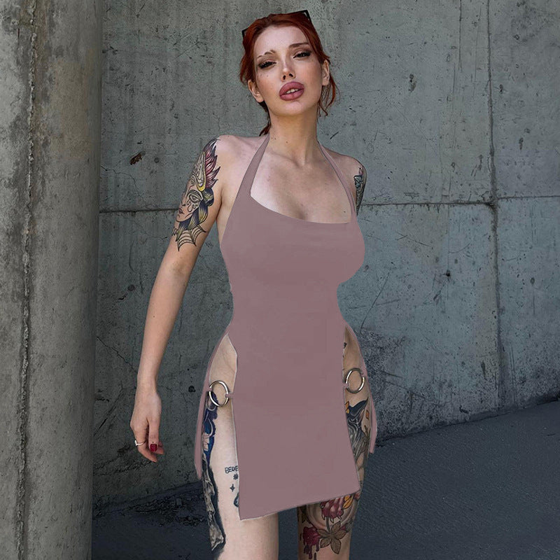 Sarah Express Backless Halter Bodycon Dress Mini Hollow-Out