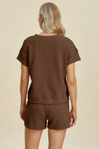 Sarah Express Women’s Plus Size Textured Top and Shorts Lounge Set
