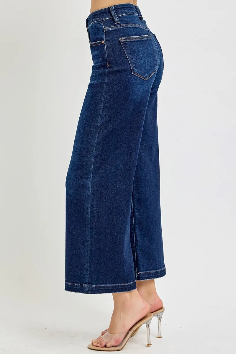 Sarah Express Women’s High Rise Cropped Wide Leg Jeans Casual
