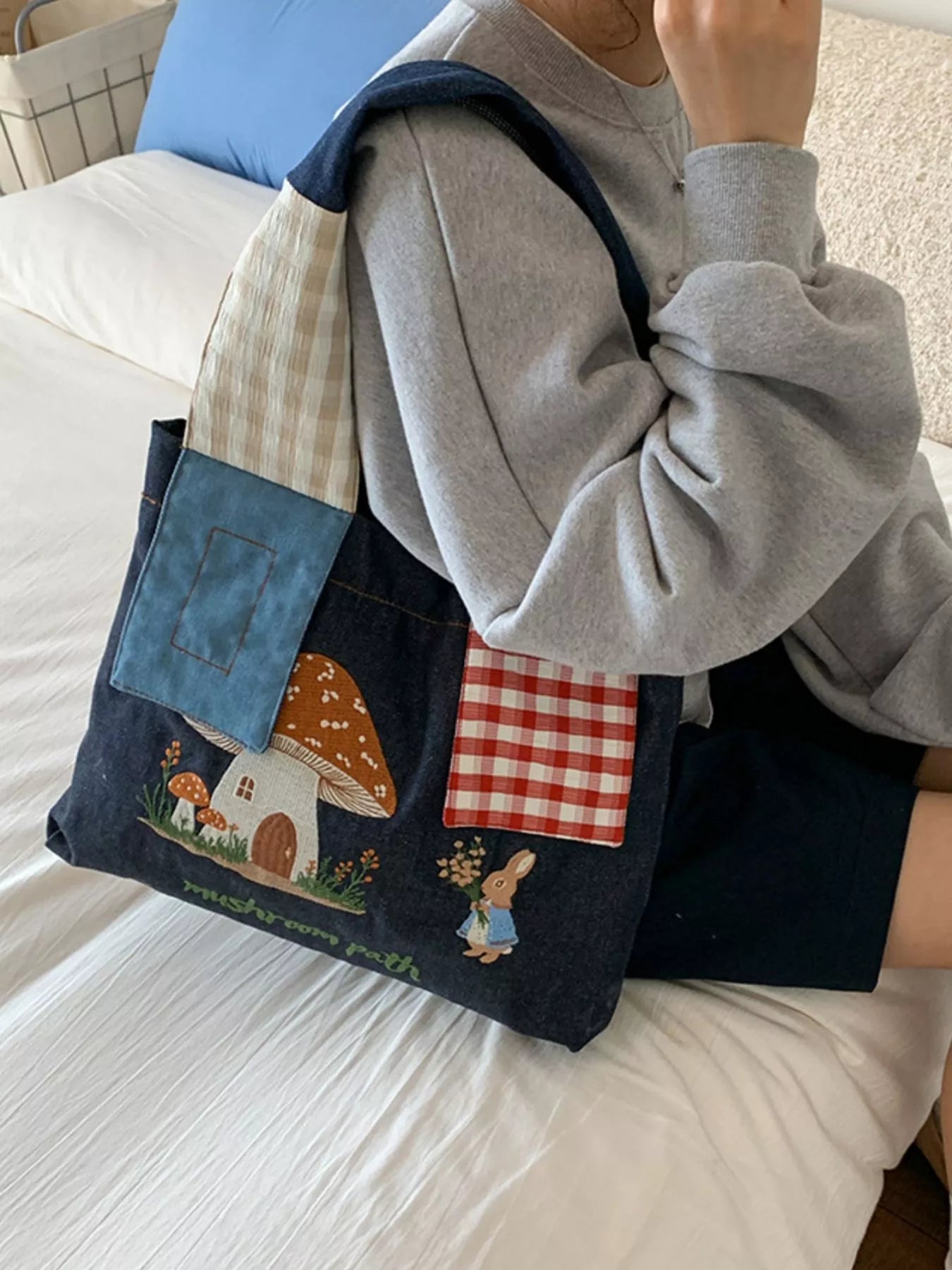 Sarah Express Women's Mushroom Corduroy Tote Bag