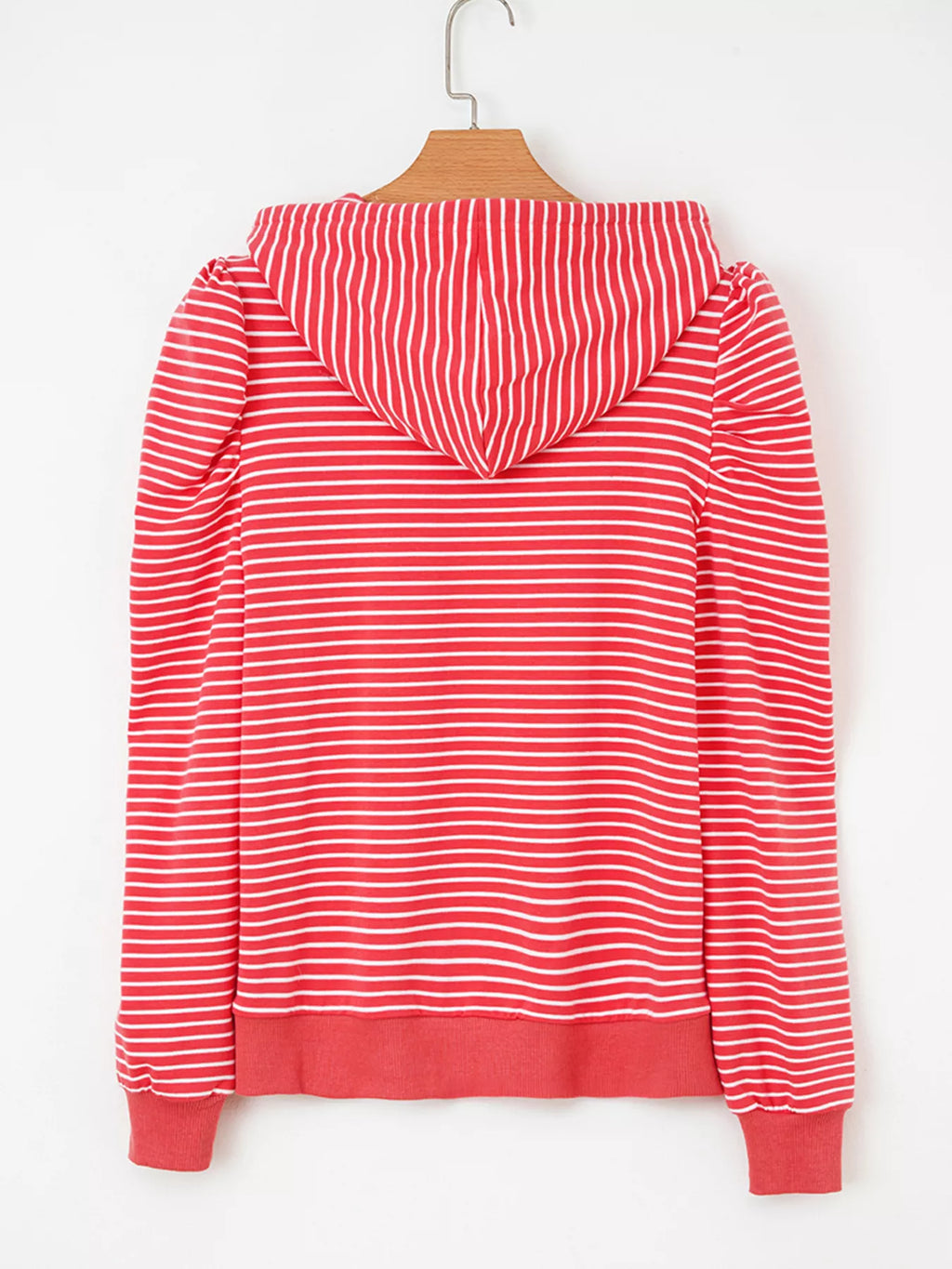Sarah Express Women's Striped Puff Sleeve Hoodie with Drawstring