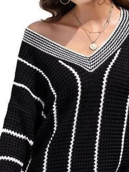 Sarah Express Women's V-Neck Textured Knit Sweater Plus Size
