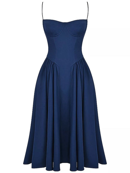 Sarah Express Women's Sweetheart Neck Midi Cami Dress - Elegant Party & Wedding Guest Dress