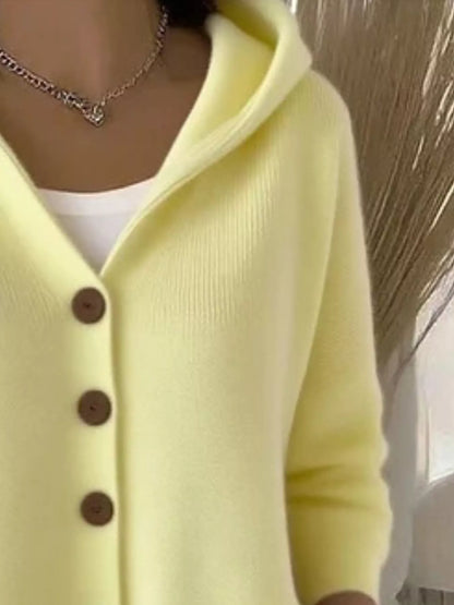 Sarah Express Women's Hooded Button-Down Knit Cardigan