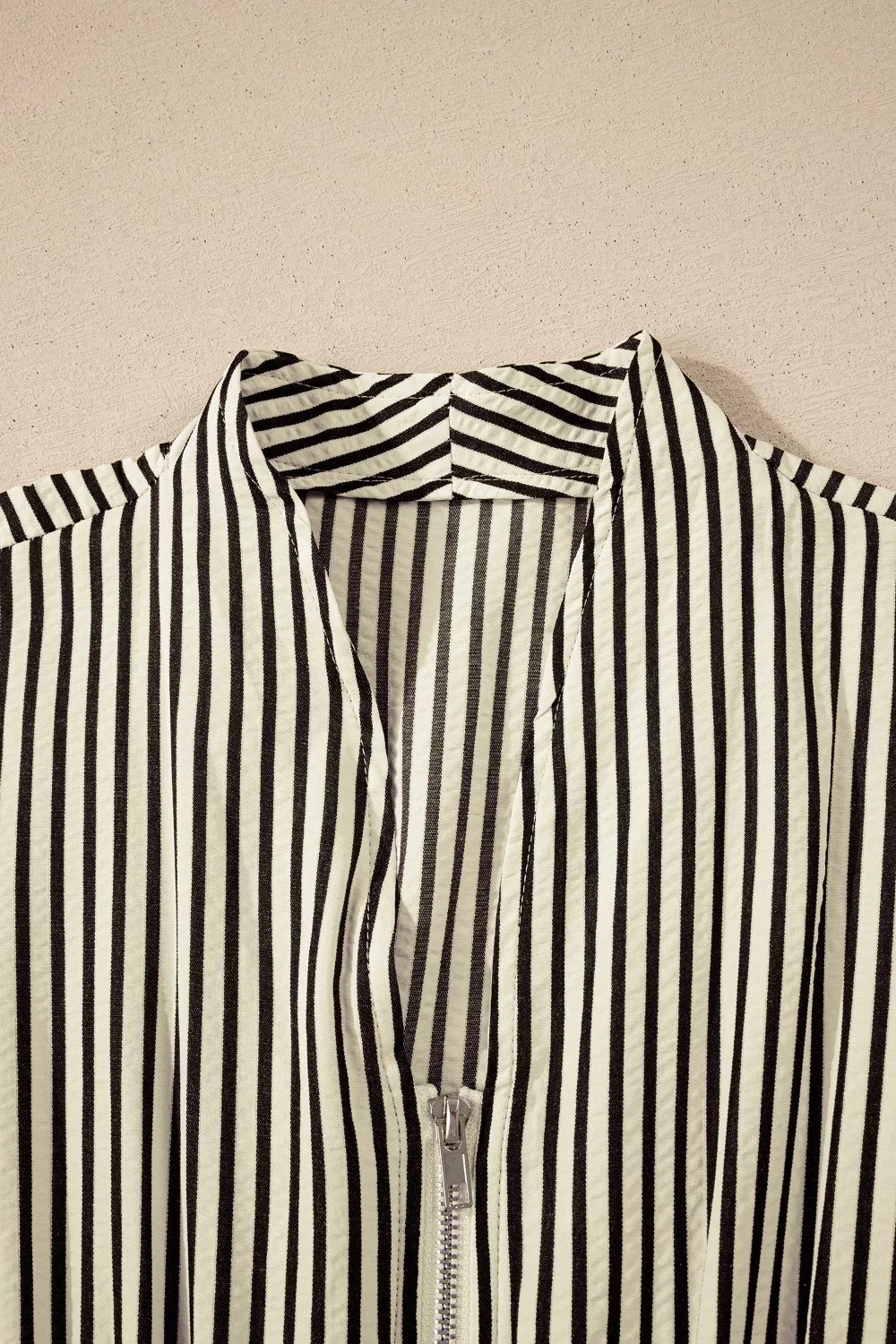 Sarah Express Women's Striped V-Neck Midi Dress - Zip Front Cinched Waist Dress