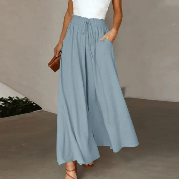 Sarah Express High Waist Wide Leg Dress Pants Elastic Waistband Full Length Trousers