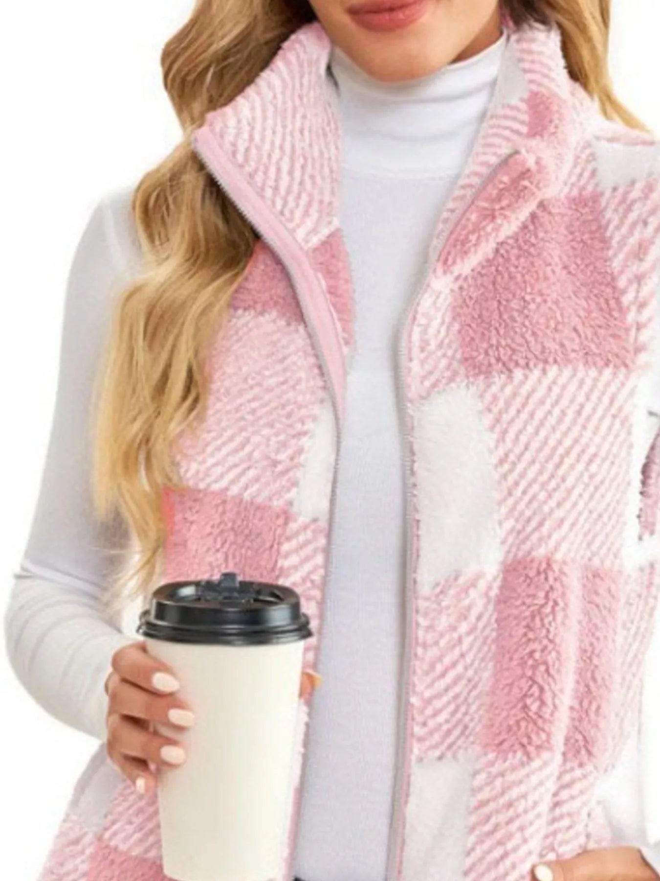 Sarah Express Women's Color Block Zip Up Vest Coat Plus Size