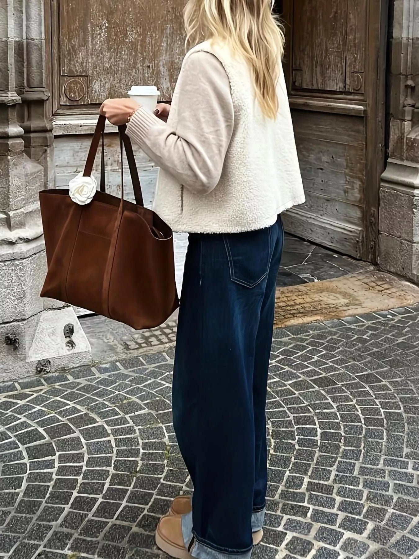 Sarah Express Women's Button-Down Sherpa Vest Coat