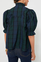 Sarah Express Women's Puff Sleeve Frilled Trim Elegant Blouse