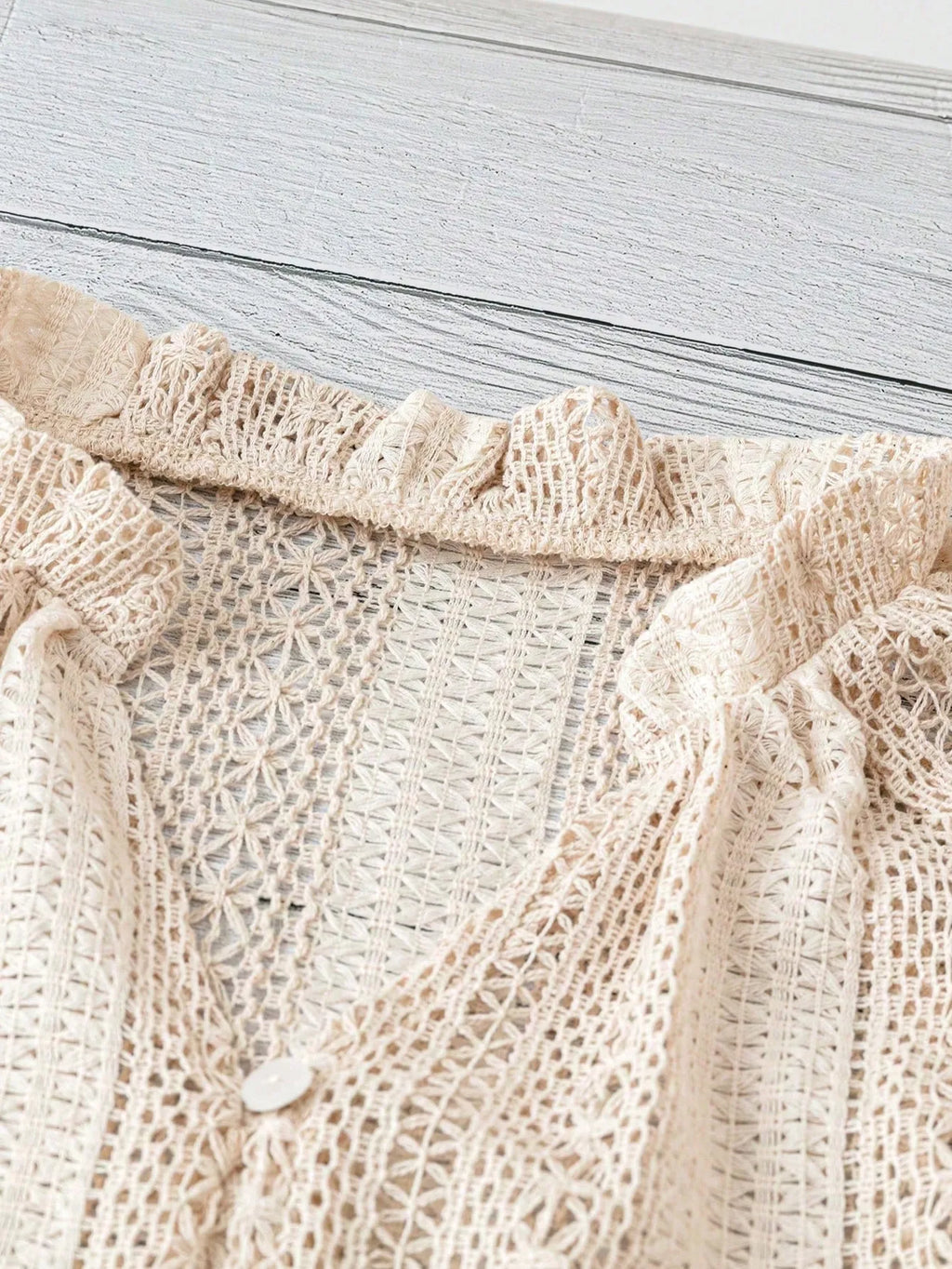 Sarah Express Women's Crochet Notched Button-Front Shirt