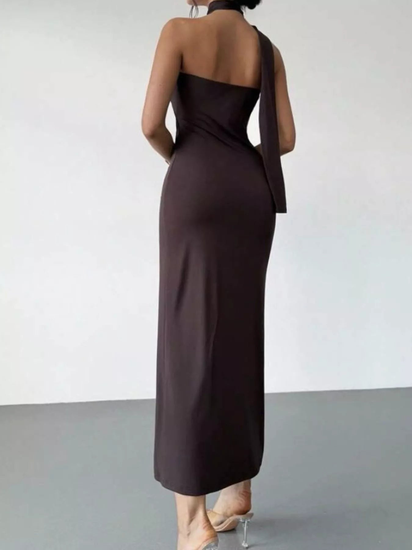 Sarah Express Women's Halter Neck Ruched Bodycon Midi Dress