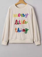 Sarah Express Women's Merry Little Thing Corded Letter Graphic Ribbed Sweatshirt