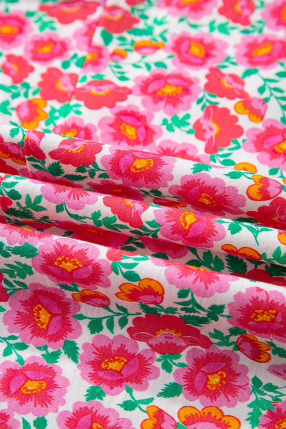 Sarah Express Women's Floral Print V Neck Mini Dress Short Bubble Sleeve Patchwork