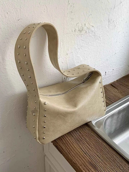 Sarah Express Women's Studded Accent Shoulder Bag - Small PU Leather Crossbody