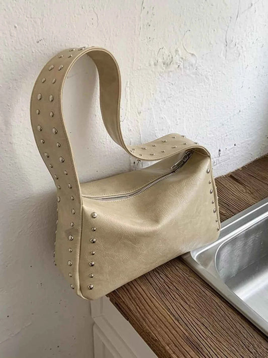 Sarah Express Women's Studded Accent Shoulder Bag - Small PU Leather Crossbody