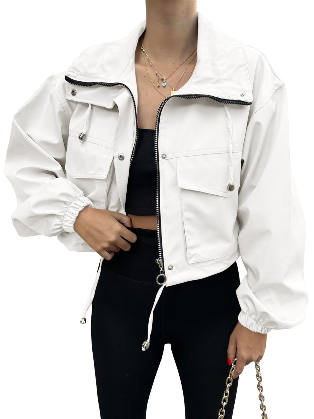 Women's Zipper Trench Coat Short Jacket