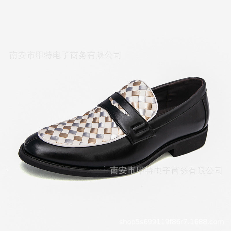 Sarah Express Mens Casual Pointed-toe Leather Shoes Black And White