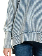 Washed Side Slit Oversized Sweater