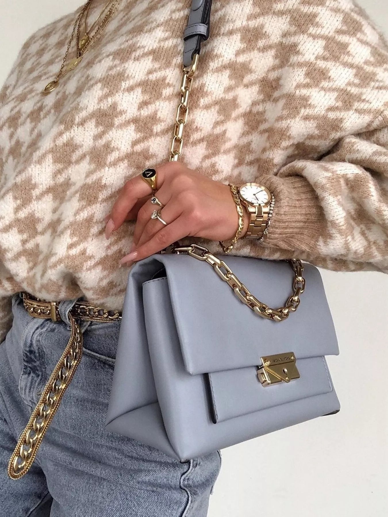 Sarah Express Women's Houndstooth Oversized Sweater Plus Size - Cozy Knit Pullover