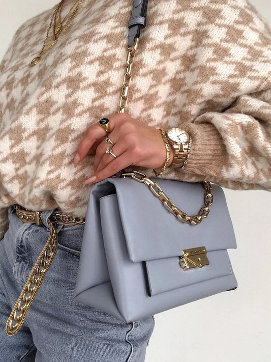 Sarah Express Women's Houndstooth Oversized Sweater Plus Size - Cozy Knit Pullover