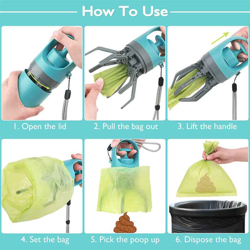 Sarah Express Dog Pooper Scooper with Built-in Bag Dispenser - Portable Pet Waste Pickup Tool