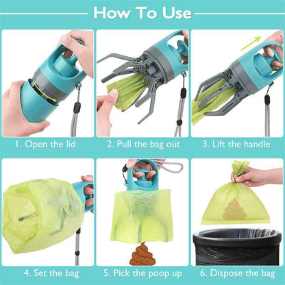 Sarah Express Dog Pooper Scooper with Built-in Bag Dispenser - Portable Pet Waste Pickup Tool