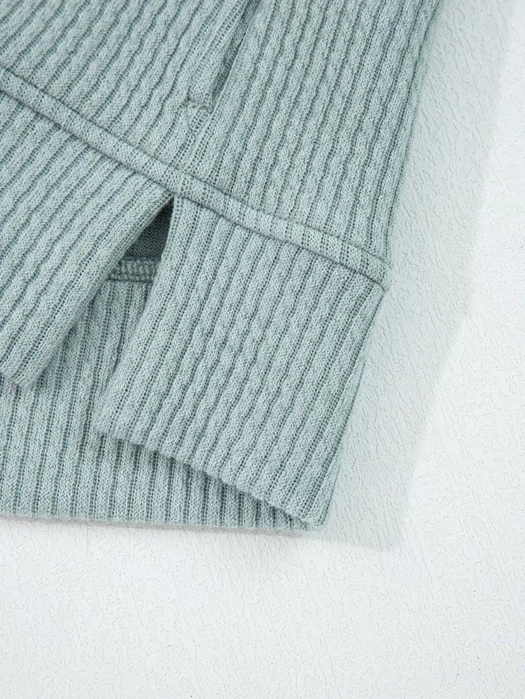 Sarah Express Women's Ribbed Drop Shoulder Knit Hoodie