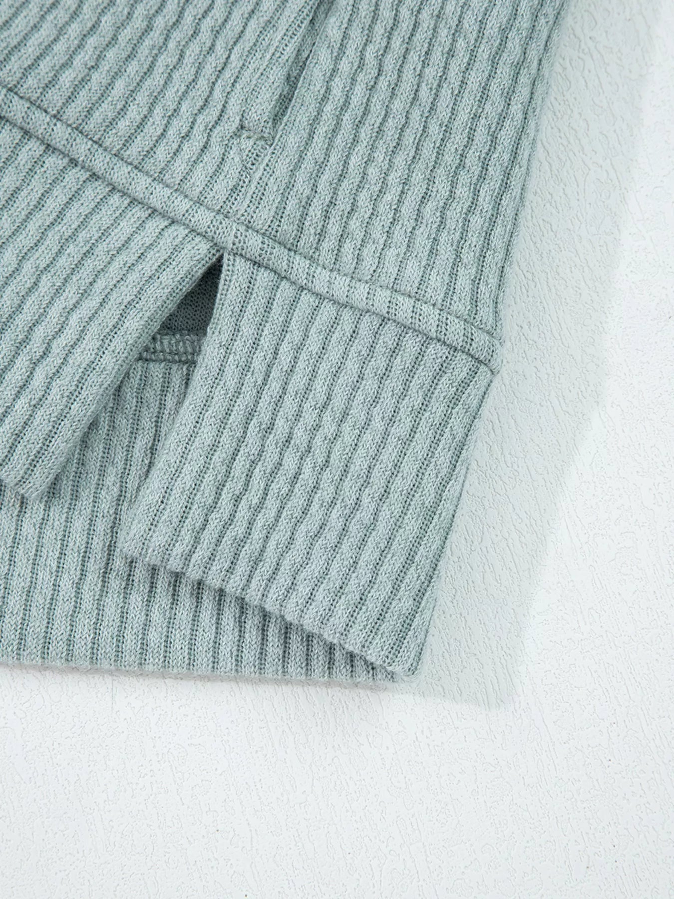 Sarah Express Women's Ribbed Drop Shoulder Knit Hoodie